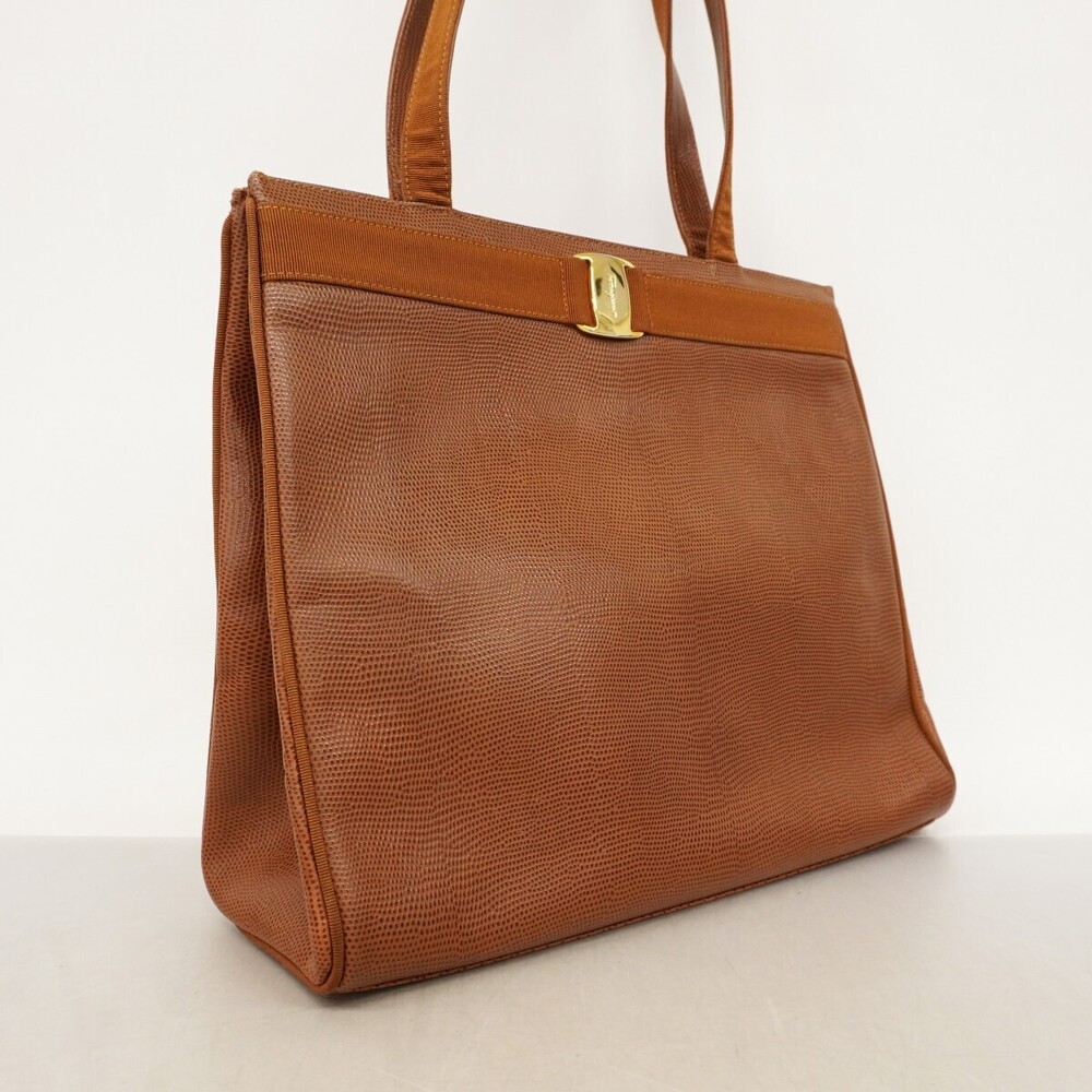 Salvatore Ferragamo Tote Bag Vara Brown Leather